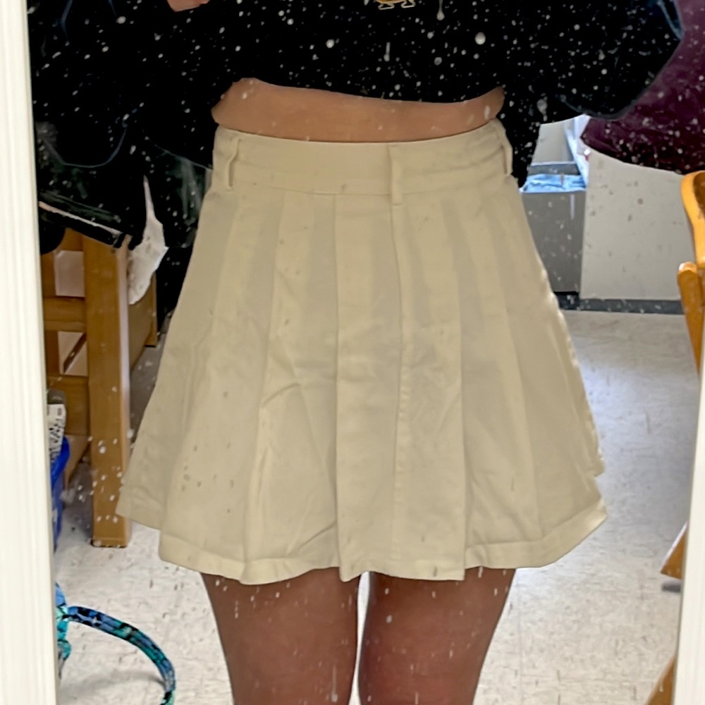 Altar’d State White Denim Pleated Skirt